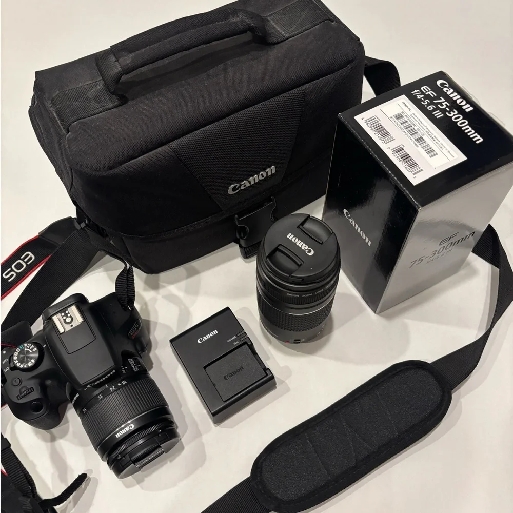 Canon T6 Camera Kit in Black with EF 75-300mm Lens and Accessories